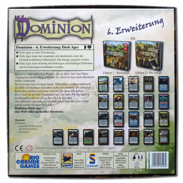 Dominion Dark Ages  mit 2 x Mini-Erw. Tobias + Schweriner Dom