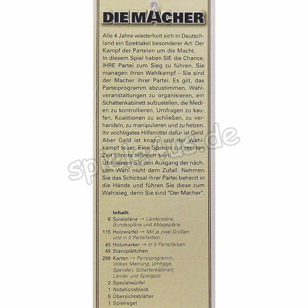 Die Macher Spiel um Parteien, Geld + Macht