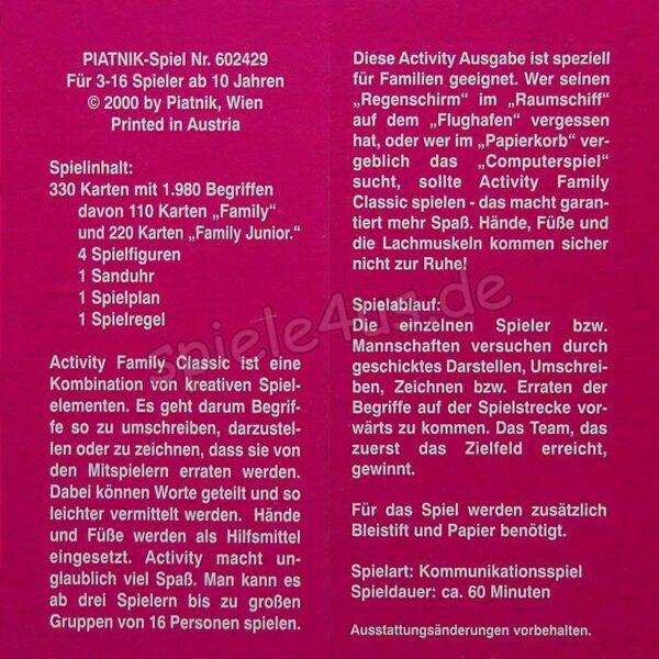 Activity Family Classic pink