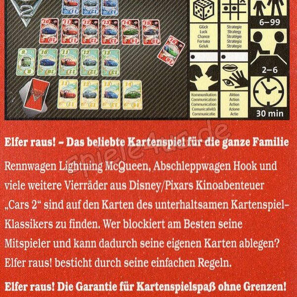 Elfer raus Cars 2 Kartenspiel