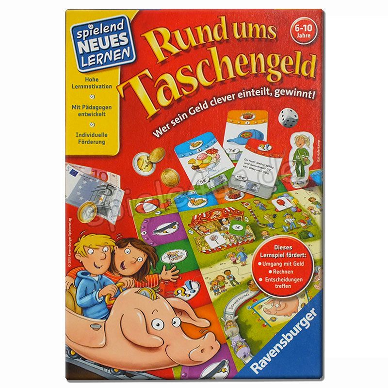 Ravensburger - Gioco Educativo "Rund Ums Taschengeld", Per Bambini, Gestione Del Denaro, Calcoli Fino A 100, 2-4 Giocatori, Dai 6 Anni