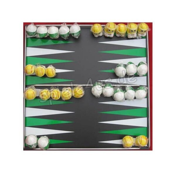 Backgammon groß mit Keramikfiguren 48 x 48 cm