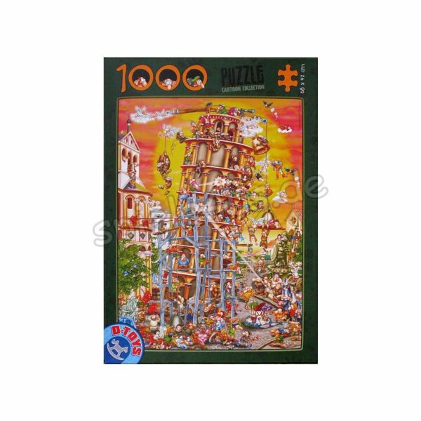 Puzzle 1.000 Teile Cartoon Der schiefe Turm von Pisa