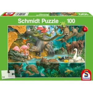 Tierfamilien am Ufer 100 Teile Puzzle