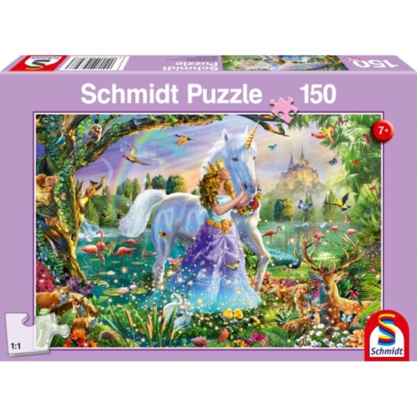 Prinzessin mit Einhorn und Schloß 150 Teile Puzzle Schmidt 56307