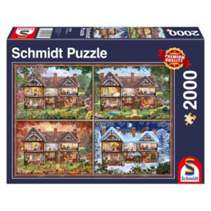 Jahreszeiten Haus 2000 Teile Puzzle Panorama Schmidt 58345