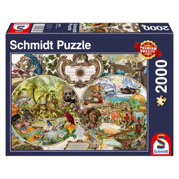 Exotische Weltkarte 2000 Teile Puzzle Panorama Schmidt 58362