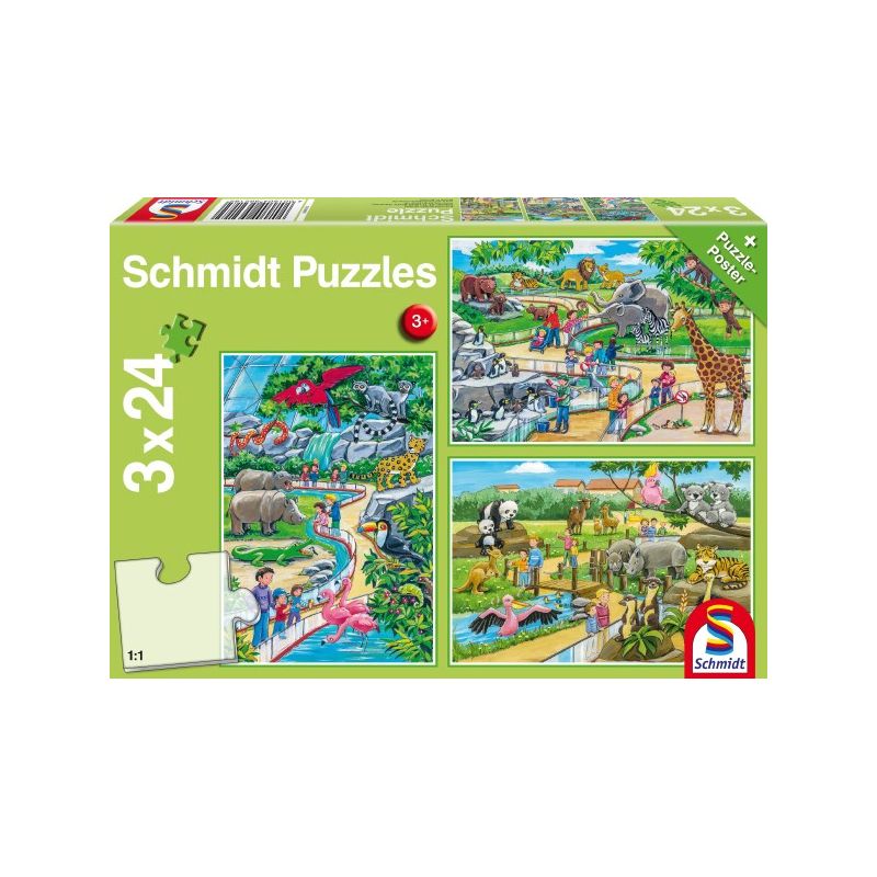 Ein Tag im Zoo 3×24 Teile Puzzle 56218