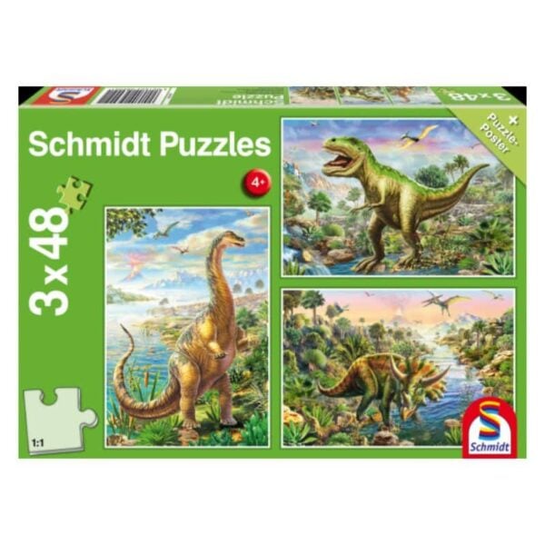 Abenteuer mit den Dinosauriern 3 x 48 Teile Puzzle 56202