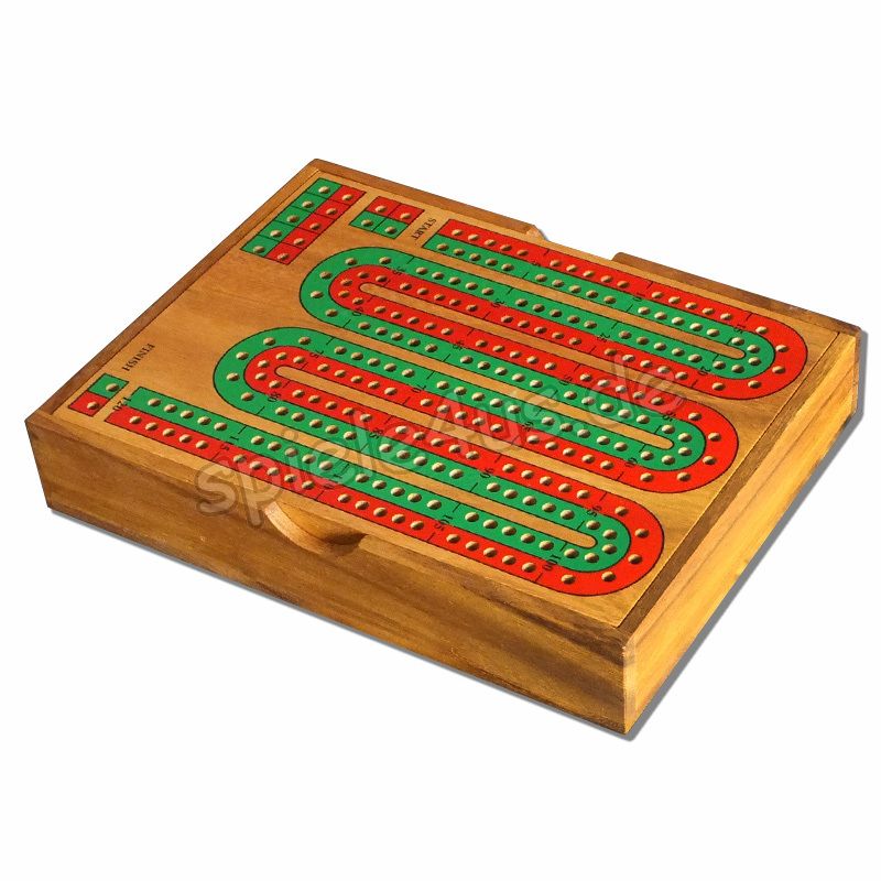 Cribbage Kartenspiel mit Zählbrett aus Samena Holz