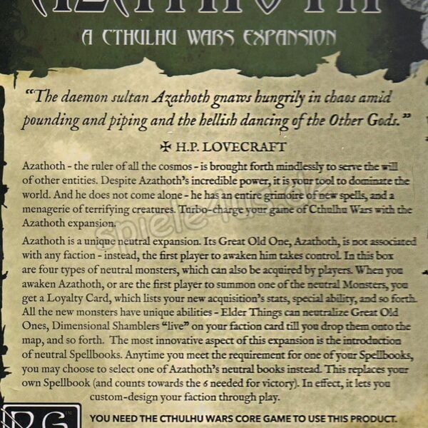 Cthulhu Wars Azathoth Expansion ENGLISCH
